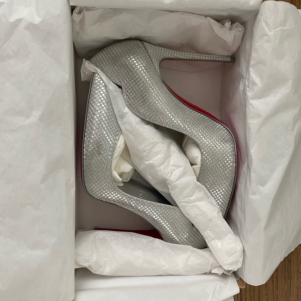 Christian Louboutin Shimmering Silver Heels